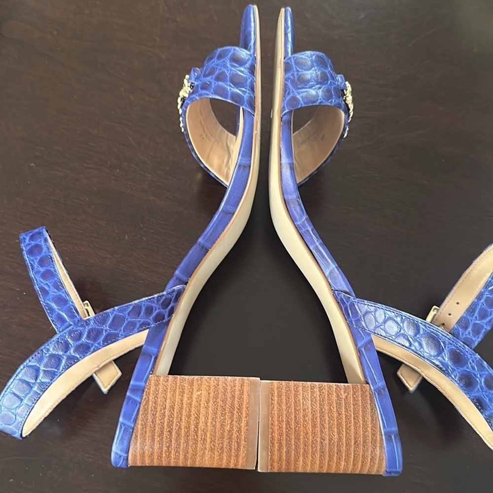 TALBOTS SERA KNOT CROC-EMBOSSED
SANDALS Royal Blue SZ 9 Old Money Timeless Chic - Picture 9 of 11